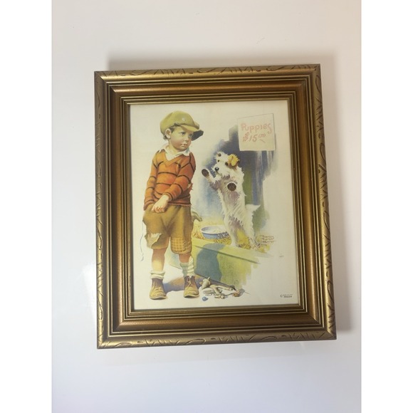 1935 FRANCES TIPTON HUNTER ORIGINAL PRINT HELP WANTED BY A.L.CO.INC FRAMED VTG - Picture 4 of 7